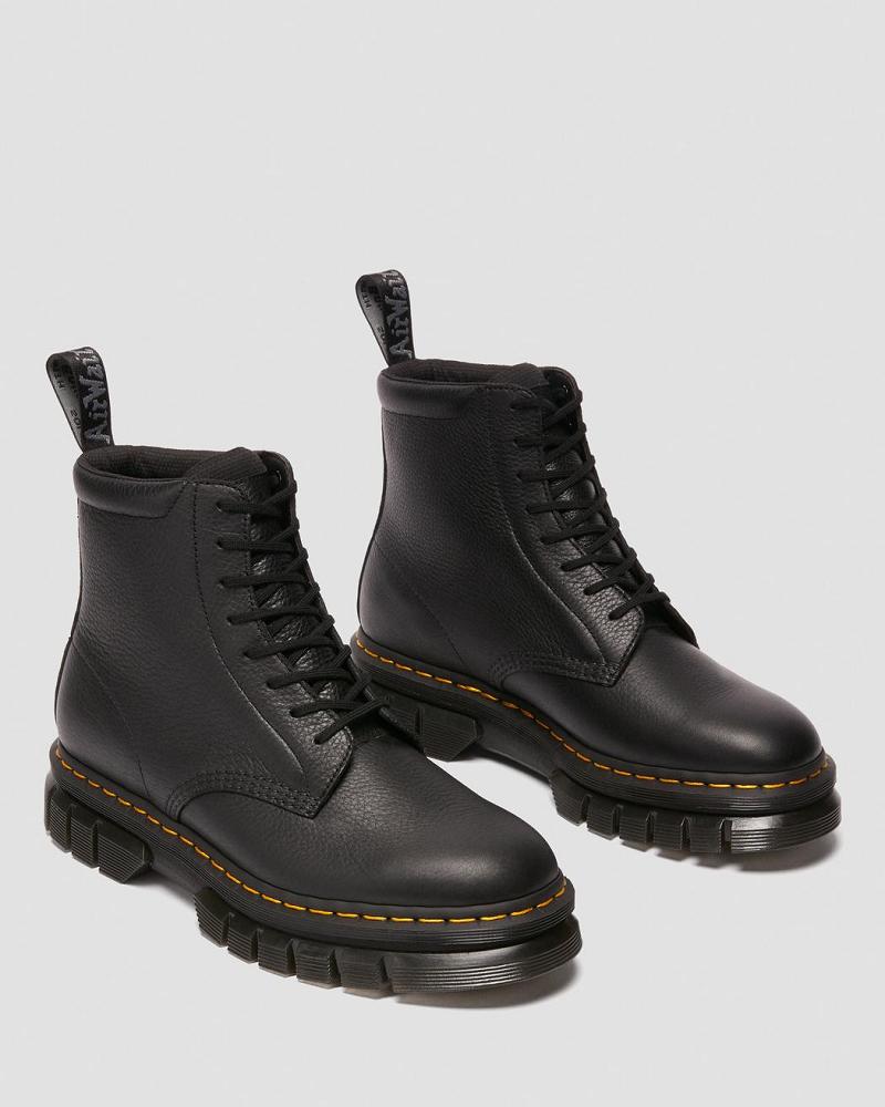 Men's Dr Martens Rikard Lunar Leather Platform Boots Black | AU 564XYU